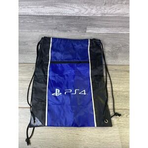 PlayStation Drawstring Bag Unisex OS Blue‎  PS4 Logo Mesh Zip Pocket Reflective